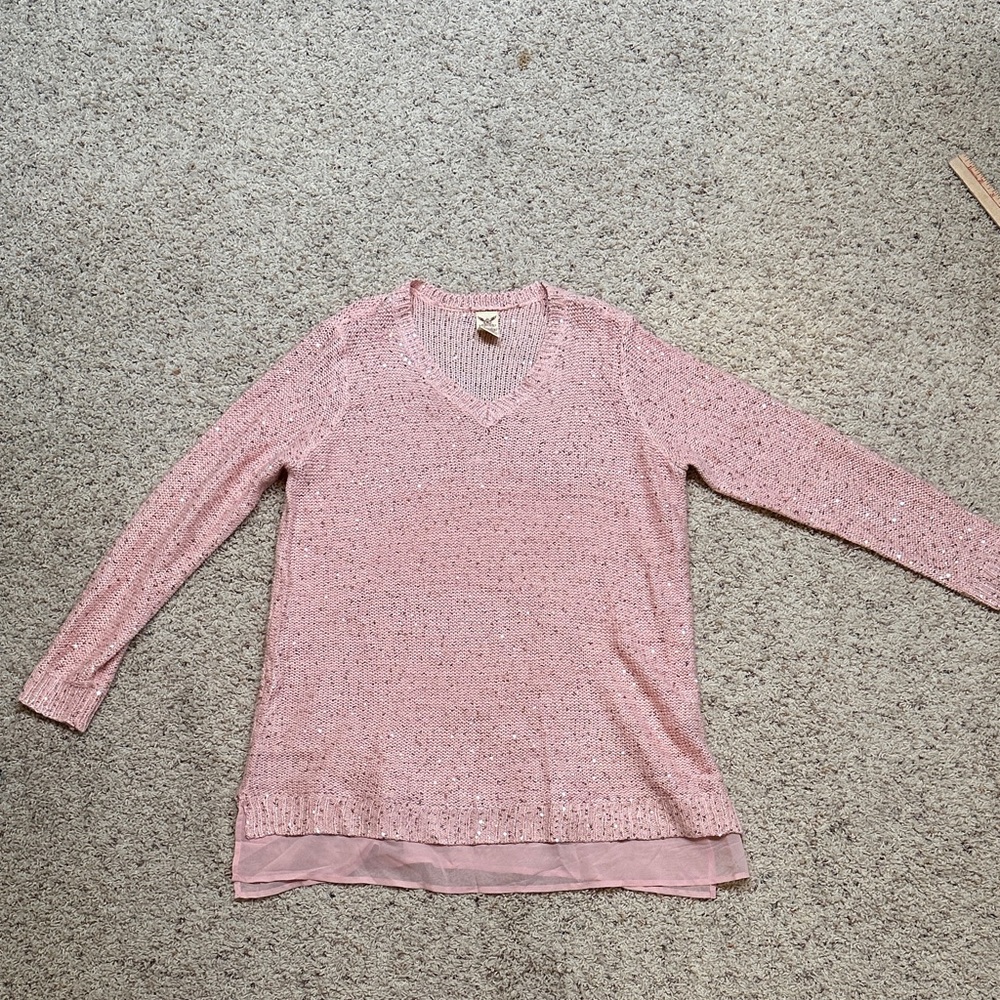 Faded Glory Light Pink V-Neck Sweater